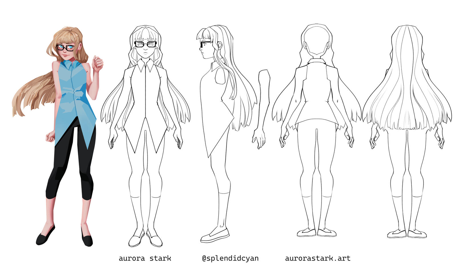 Turnaround of a character design. Turnaround of a character design.